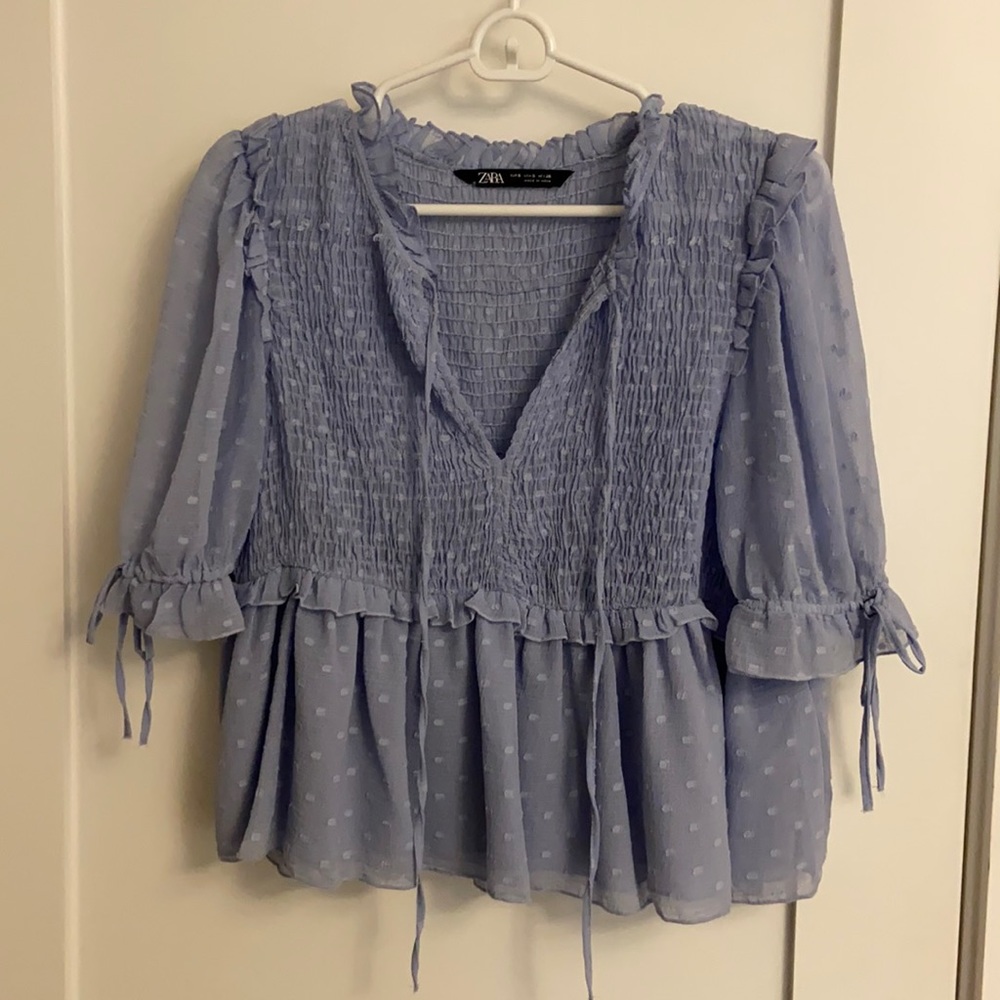 Zara Smocked Babydoll top
